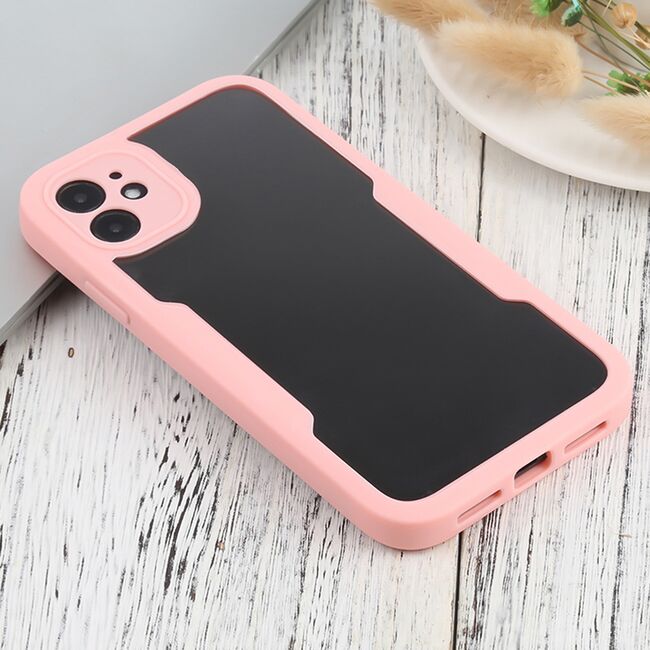 Pachet 360: Husa cu folie integrata pentru iPhone 11 Cover360 fata spate - roz / transparent