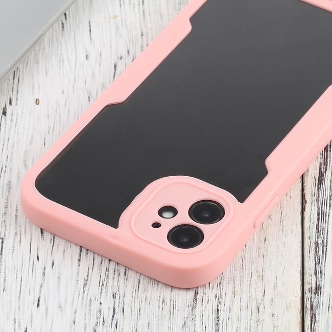 Pachet 360: Husa cu folie integrata pentru iPhone 11 Cover360 fata spate - roz / transparent
