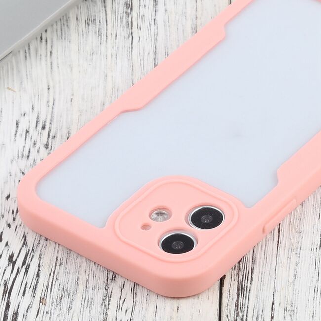 Pachet 360: Husa cu folie integrata pentru iPhone 12 Cover360 fata spate - roz / transparent