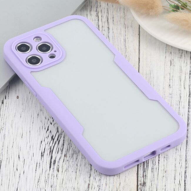 Pachet 360: Husa cu folie integrata pentru iPhone 12 Pro Cover360 fata spate - mov / transparent