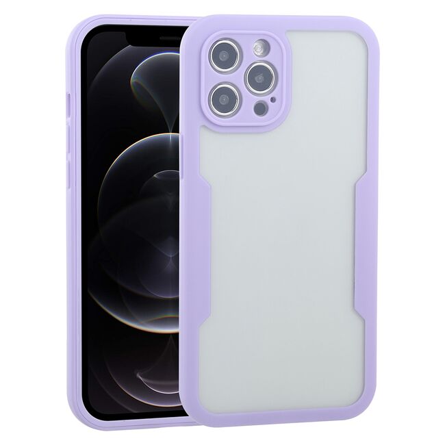 Pachet 360: Husa cu folie integrata pentru iPhone 12 Pro Cover360 fata spate - mov / transparent