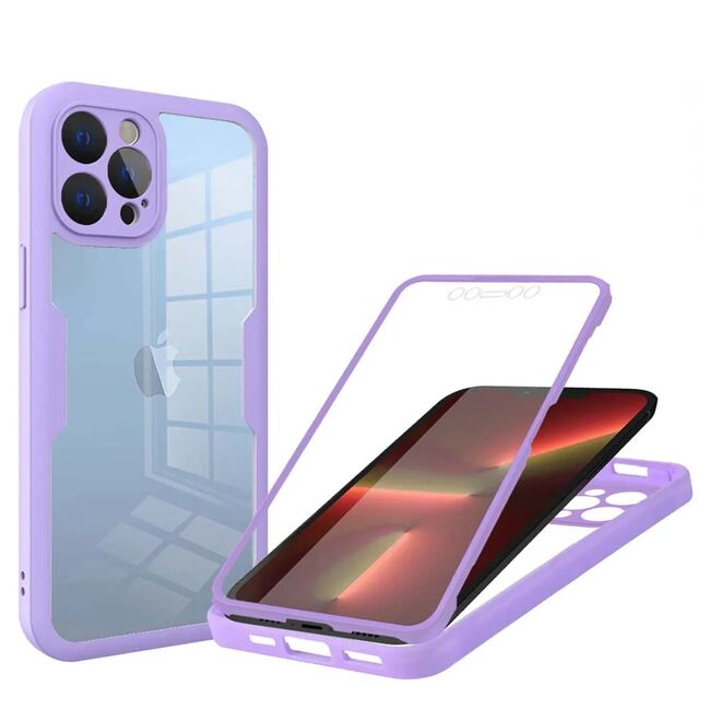 Pachet 360: Husa cu folie integrata pentru iPhone 13 Pro Cover360 fata spate - mov