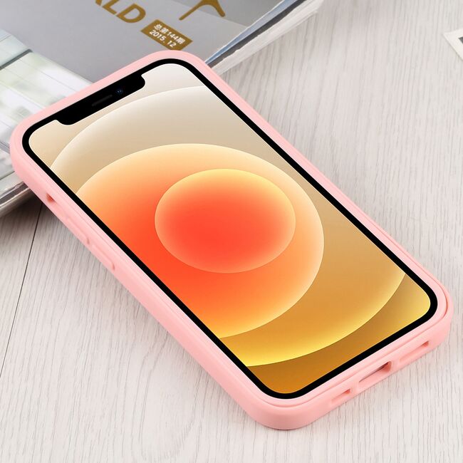 Pachet 360: Husa cu folie integrata pentru iPhone 14 Cover360 fata spate - roz / transparent