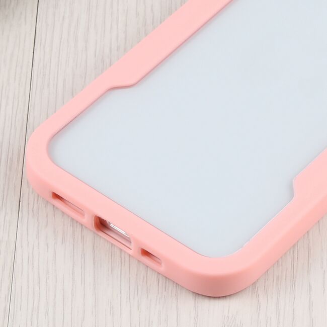 Pachet 360: Husa cu folie integrata pentru iPhone 14 Cover360 fata spate - roz / transparent