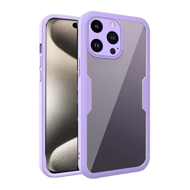 Pachet 360: Husa cu folie integrata pentru iPhone 15 Pro Cover360 fata spate - mov