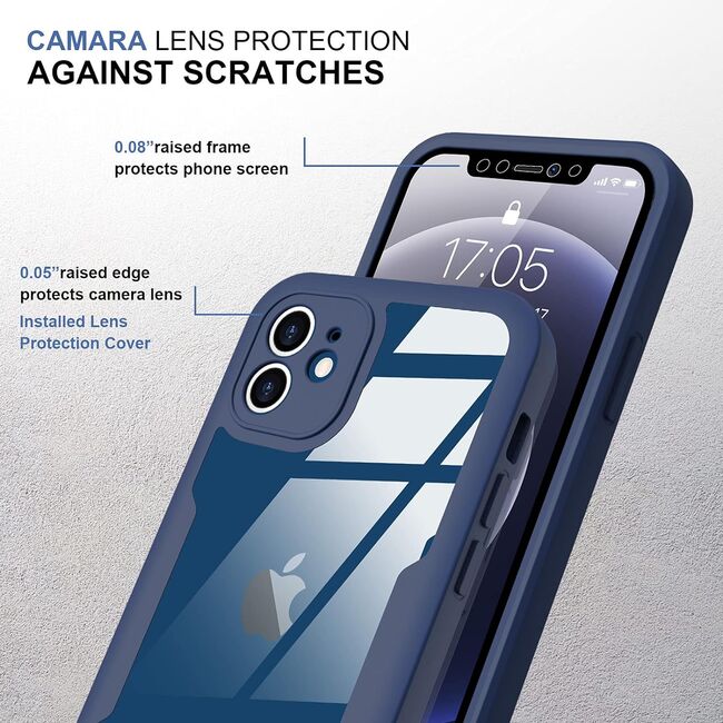 Pachet 360: Husa cu folie integrata pentru iPhone 11 Cover360 fata spate - albastru / transparent