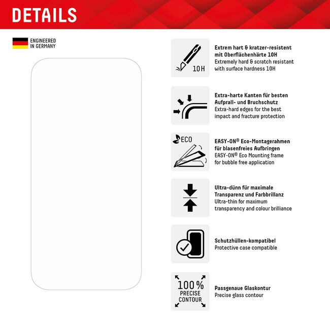 [Folie sticla + husa] premium iPhone 15 Pro Displex Real Glass 10H cu aplicator, transparenta