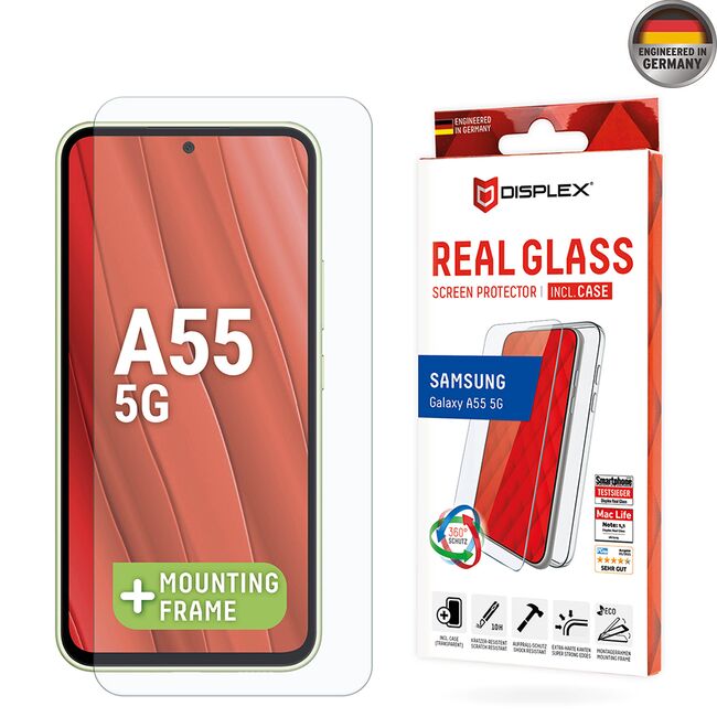 [Folie sticla + husa] premium Samsung Galaxy A55 5G Displex Real Glass 10H cu aplicator, transparenta
