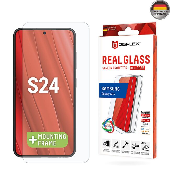 [Folie sticla + husa] premium Samsung Galaxy S24 Displex Real Glass 10H cu aplicator, transparenta