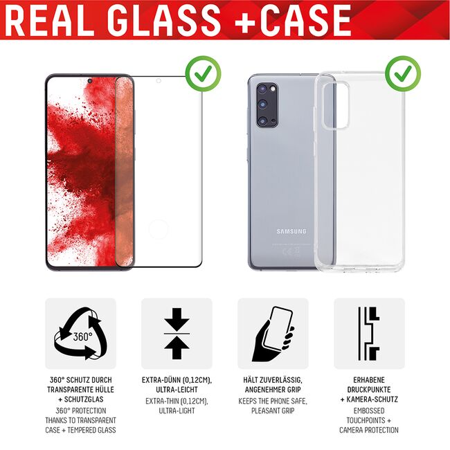 [Folie sticla + husa] premium Samsung Galaxy S22 Ultra Displex Real Glass 3D cu aplicator 10H - extremely hard & scratch-resistant, transparenta