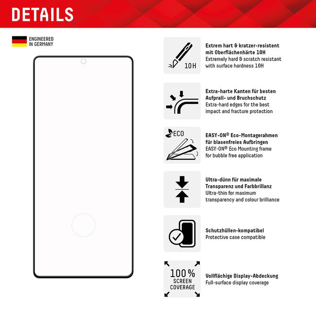 [Folie sticla + husa] premium Samsung Galaxy S23 Ultra Displex Real Glass 3D cu aplicator 10H - extremely hard & scratch-resistant, transparenta