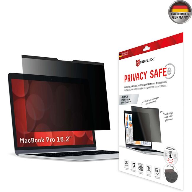 Folie premium MacBook Pro 16" (2021 / 2022 / 2023) Displex Laptop Privacy Safe, negru