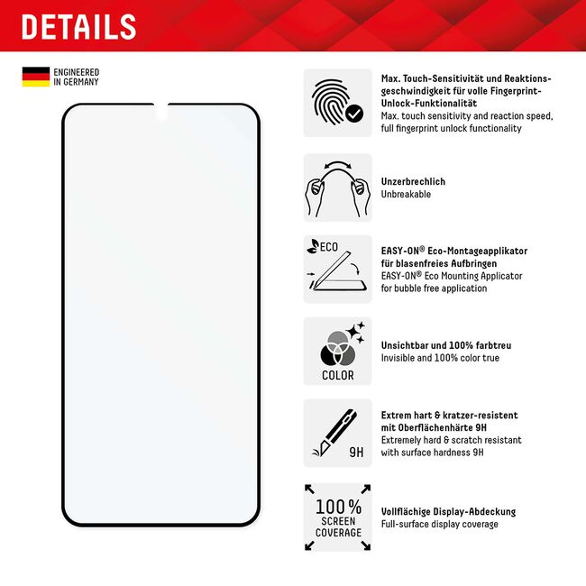 Folie premium Samsung Galaxy S23 Plus / S22 Plus 5G Displex Pro Touch Glass Eco, negru