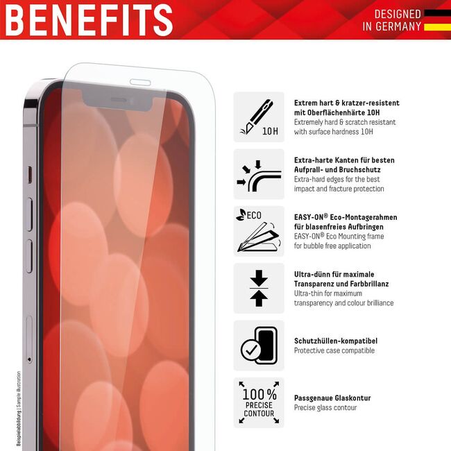 Folie sticla premium iPhone 13, 13 Pro, iPhone 14 Displex Real Glass 2D cu aplicator, transparenta