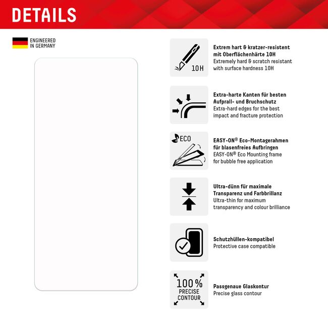 Folie sticla premium Samsung Galaxy A54 Displex Real Glass 2D cu aplicator, transparenta