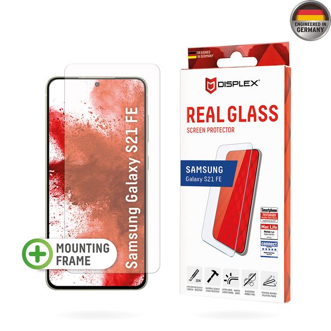 Folie sticla premium Samsung Galaxy S21 FE 5G Displex Real Glass 2D cu aplicator, transparenta