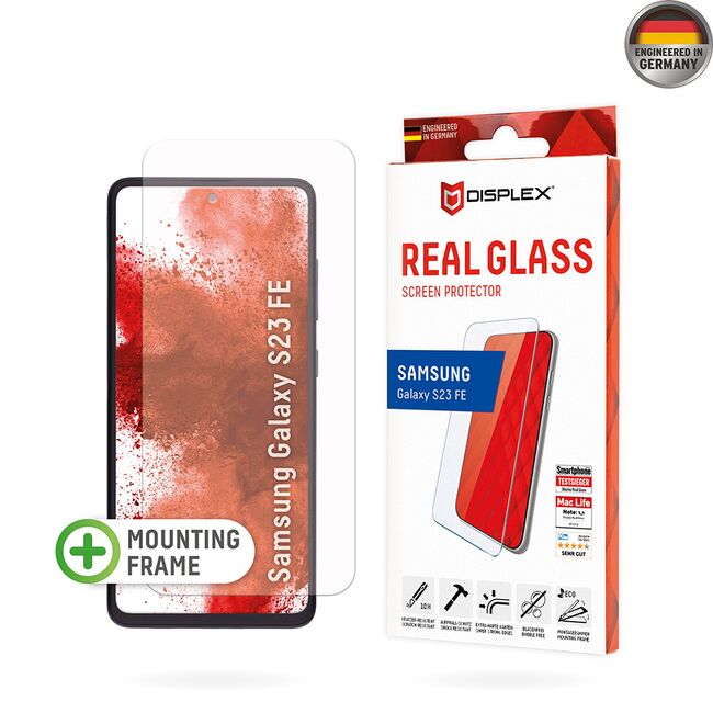 Folie sticla premium Samsung Galaxy S23 FE Displex Real Glass 2D cu aplicator, transparenta