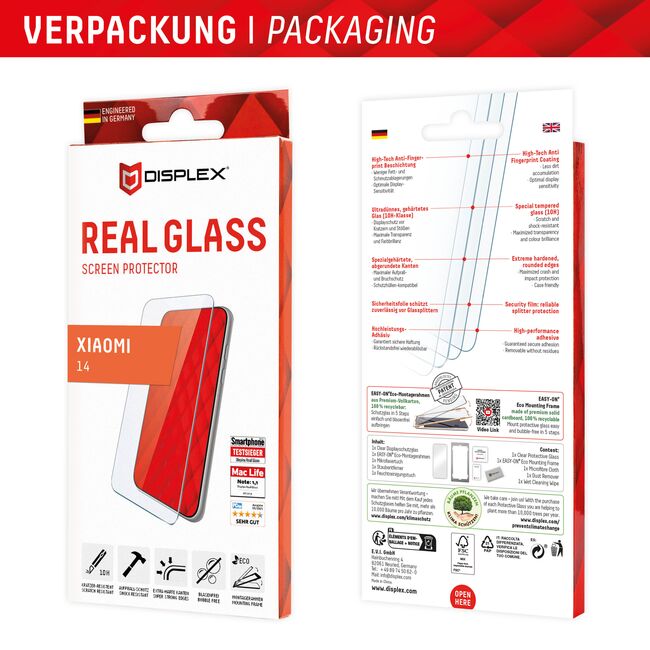 Folie sticla premium Xiaomi 14 Displex Real Glass 2D cu aplicator, transparenta