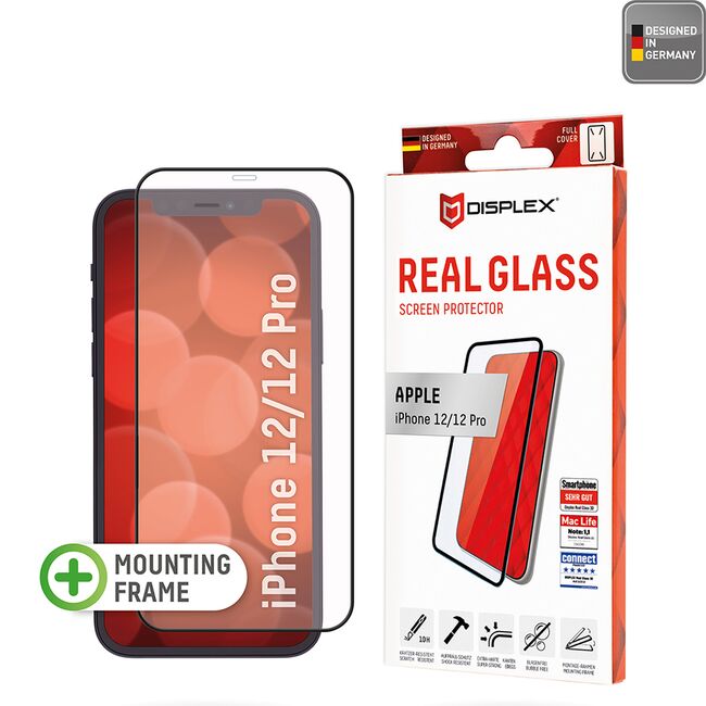 Folie sticla premium iPhone 12 / 12 Pro Displex Real Glass Full Cover, negru