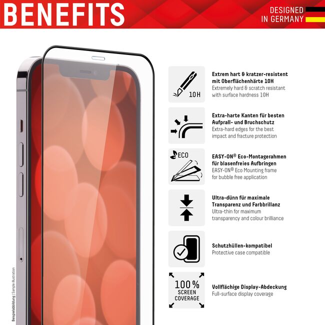 Folie sticla premium iPhone 12 Pro Max Displex Real Glass Full Cover 10H cu aplicator, negru