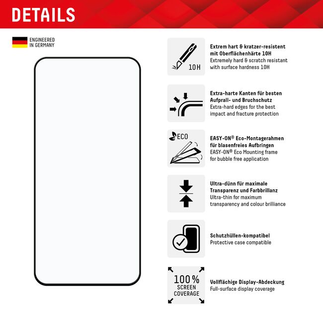 Folie sticla premium Samsung Galaxy A55, A35 Displex Real Glass Full Cover 10H cu aplicator, negru