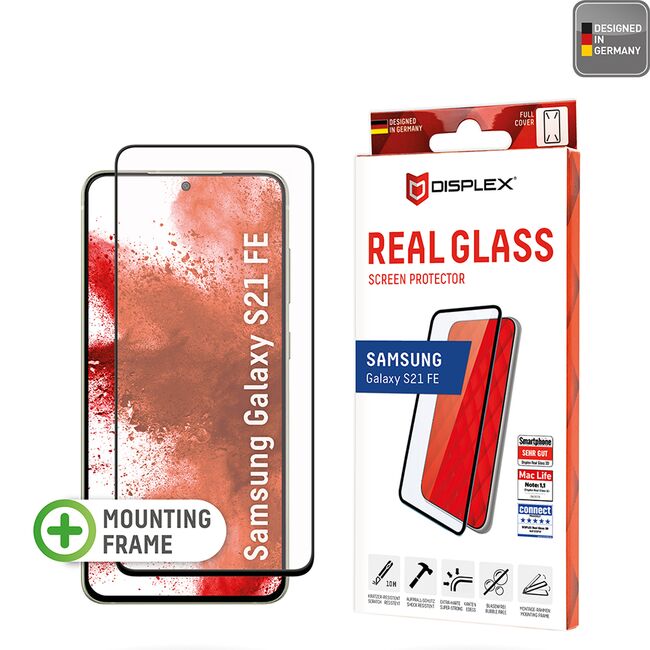 Folie sticla premium Samsung Galaxy S21 FE 5G Displex Real Glass Full Cover 10H cu aplicator, negru
