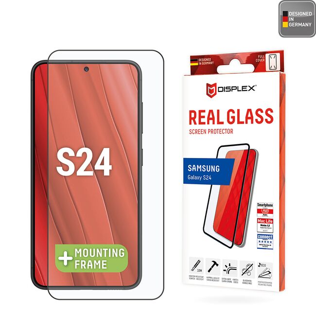 Folie sticla premium Samsung Galaxy S24 Displex Real Glass Full Cover 10H cu aplicator, negru