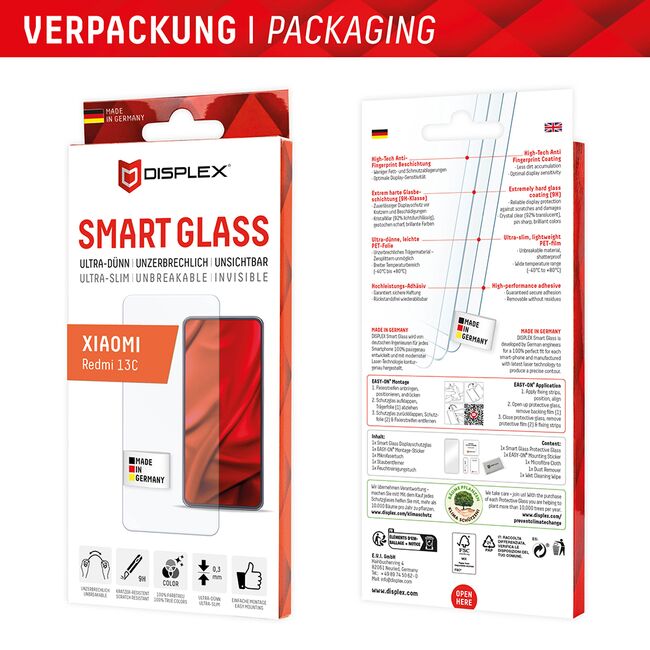 Folie premium Xiaomi Redmi 13C 4G Displex Smart Glass duritate 9H, transparenta