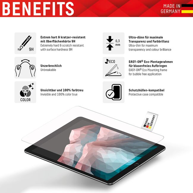 Folie sticla premium iPad 10.2" 9 / 8 / 7 Displex Tablet Glass 9H cu aplicator, transparenta