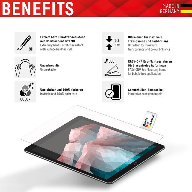 Folie sticla premium iPad Pro 12.9 2022, 2021 Displex Tablet Glass 9H cu aplicator, transparenta