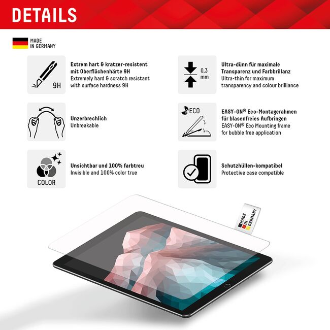 Folie sticla premium Samsung Galaxy Tab A9 Plus Displex Tablet Glass 9H cu aplicator, transparenta