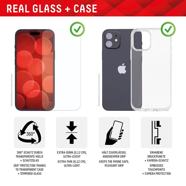 [Folie sticla + husa] premium iPhone 15 Pro Max Displex Real Glass 10H cu aplicator, transparenta