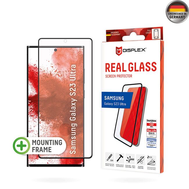 Folie sticla premium Samsung Galaxy S23 Ultra Displex Real Glass 3D 10H cu aplicator, transparenta