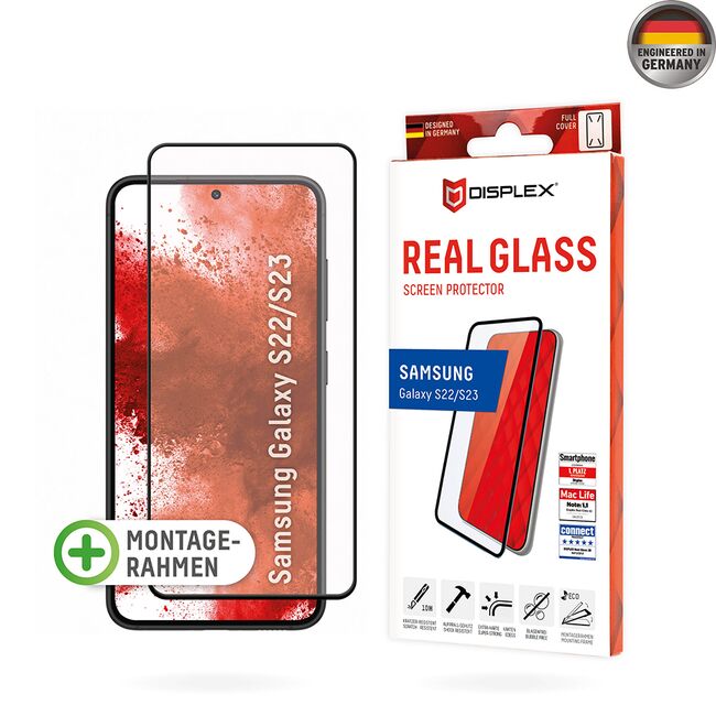 Folie sticla premium Samsung Galaxy S22 5G / S23 Displex Real Glass Full Cover 10H cu aplicator, negru