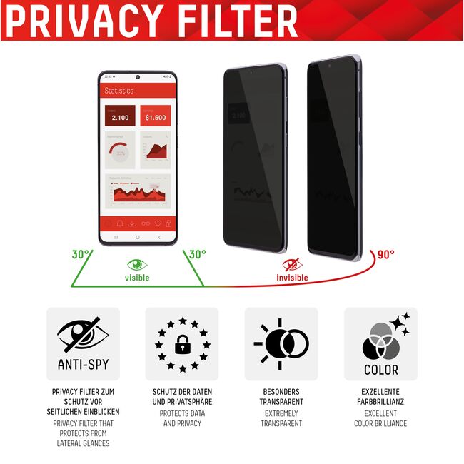 Folie sticla premium Samsung Galaxy S21 Ultra 5G Displex Real Glass Privacy Full Cover 3D 10H cu aplicator, negru