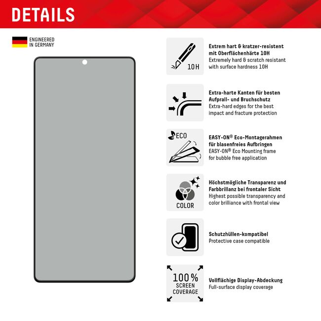 Folie sticla premium Samsung Galaxy S23 Ultra Displex Real Glass Privacy Full Cover 3D 10H cu aplicator, negru