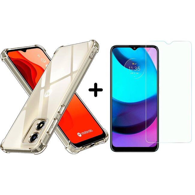Pachet 360: Folie din sticla + Husa pentru Motorola Moto E13 Anti-Shock 1.5mm, transparent