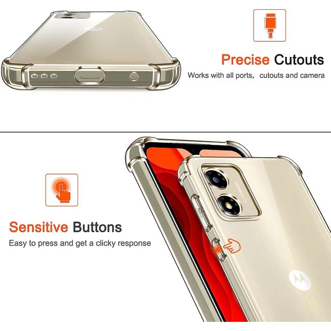 Pachet 360: Folie din sticla + Husa pentru Motorola Moto E13 Anti-Shock 1.5mm, transparent
