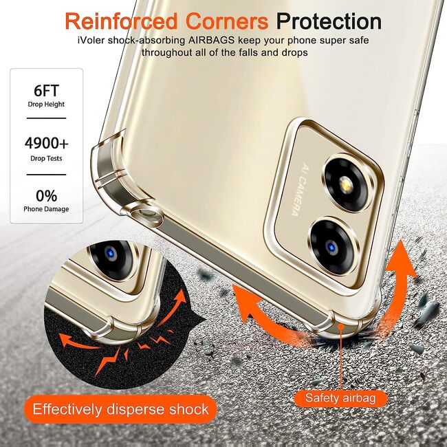 Pachet 360: Folie din sticla + Husa pentru Motorola Moto E13 Anti-Shock 1.5mm, transparent