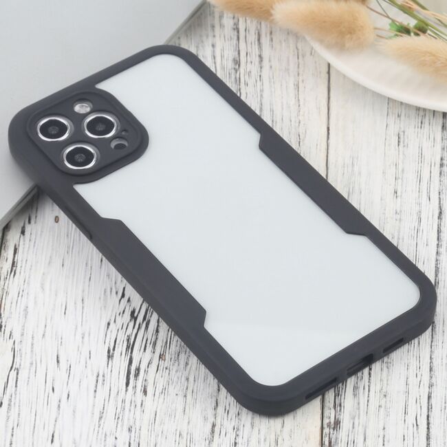 Pachet 360: Husa cu folie integrata pentru iPhone 12 Pro Cover360 fata spate - negru / transparent
