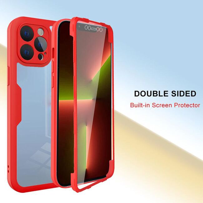 Pachet 360: Husa cu folie integrata pentru iPhone 13 Pro Cover360 fata spate - negru / transparent