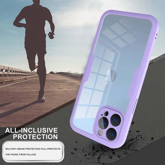 Pachet 360: Husa cu folie integrata pentru iPhone 13 Pro Max Cover360 fata spate - negru / transparent