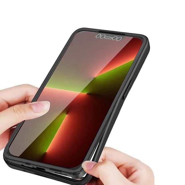 Pachet 360: Husa cu folie integrata pentru iPhone 13 Pro Max Cover360 fata spate - negru / transparent