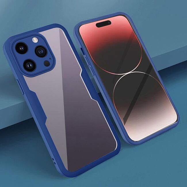 Pachet 360: Husa cu folie integrata pentru iPhone 14 Pro Cover360 fata spate - negru / transparent