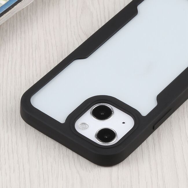 Pachet 360: Husa cu folie integrata pentru iPhone 15 Plus Cover360 fata spate - negru / transparent