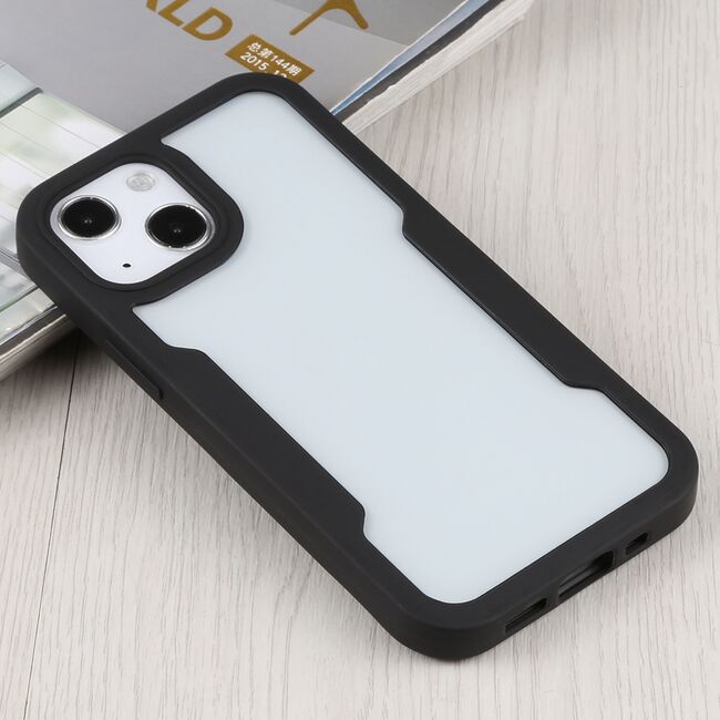 Pachet 360: Husa cu folie integrata pentru iPhone 15 Plus Cover360 fata spate - negru / transparent