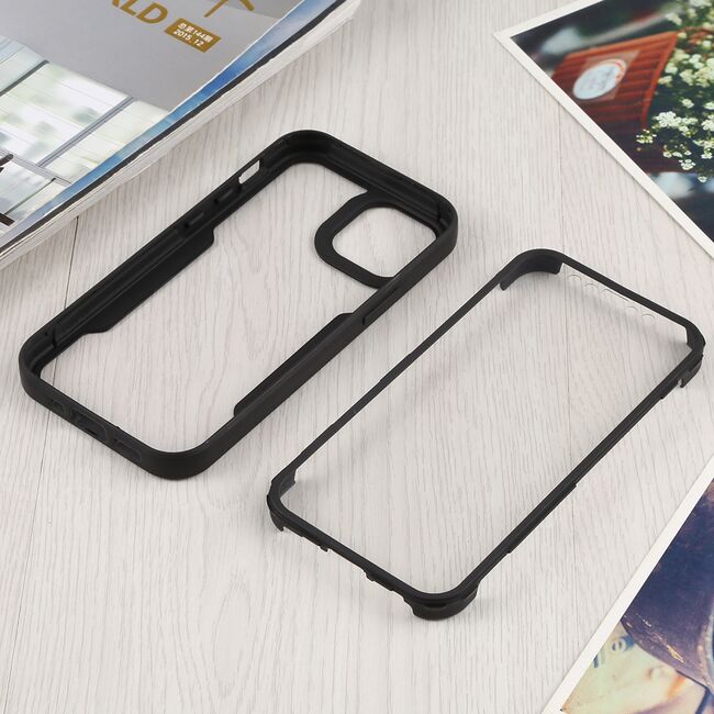 Pachet 360: Husa cu folie integrata pentru iPhone 15 Plus Cover360 fata spate - negru / transparent