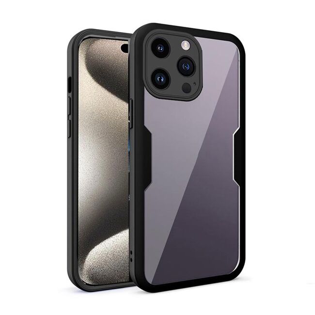 Pachet 360: Husa cu folie integrata pentru iPhone 15 Pro Cover360 fata spate - negru / transparent