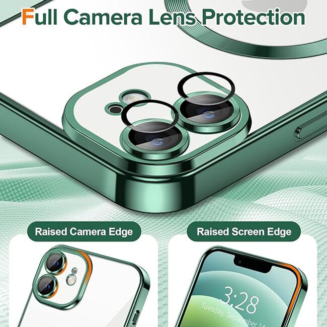 Husa pentru iPhone 12 cu MagSafe si protectie pentru lentile anti-shock 1.5 mm - deep green