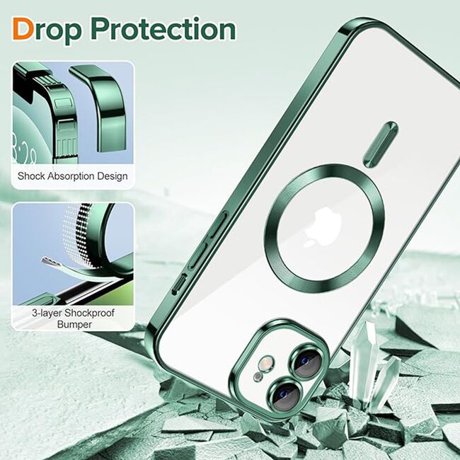 Husa pentru iPhone 12 cu MagSafe si protectie pentru lentile anti-shock 1.5 mm - deep green